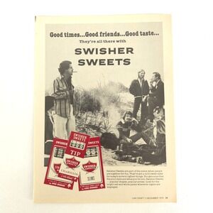 Vintage Swisher Sweets Cigarillo Print Ad Smoking Garage Wall Art Car Craft 1979